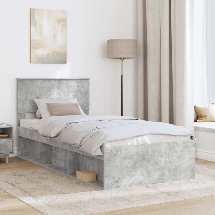 Cadru de pat Gri Concret 100 x 200 cm Lemn compozit - WALTI WALTI