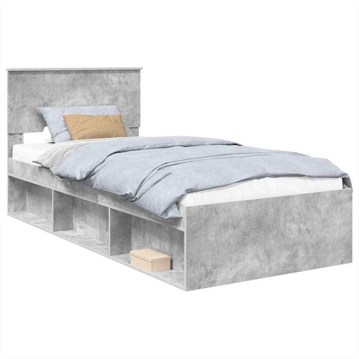 Cadru de pat Gri Concret 100 x 200 cm Lemn compozit - WALTI WALTI