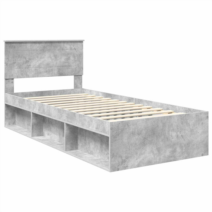 Cadru de pat Gri Concret 100 x 200 cm Lemn compozit - WALTI WALTI