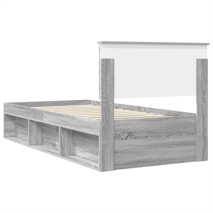 Cadru de pat cu headboard Gri Sonoma 100 x 200 cm Lemn compozit - WALTI WALTI