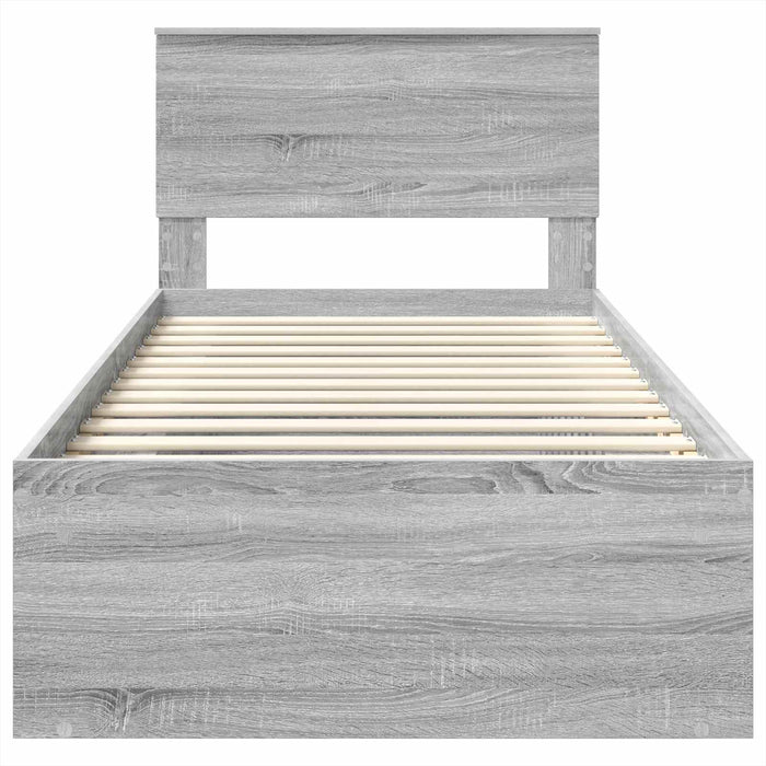 Cadru de pat cu headboard Gri Sonoma 100 x 200 cm Lemn compozit - WALTI WALTI