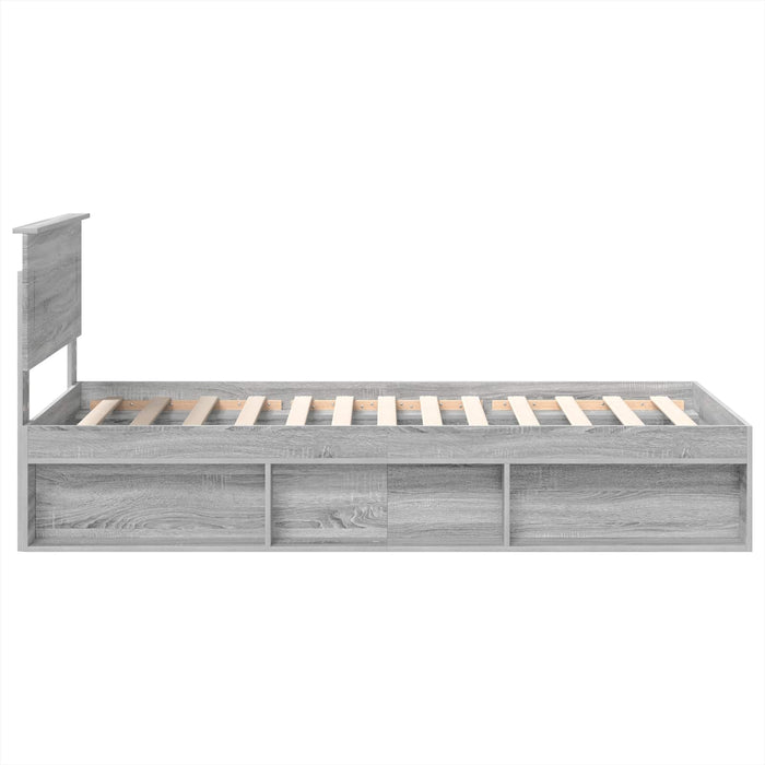 Cadru de pat cu headboard Gri Sonoma 100 x 200 cm Lemn compozit - WALTI WALTI