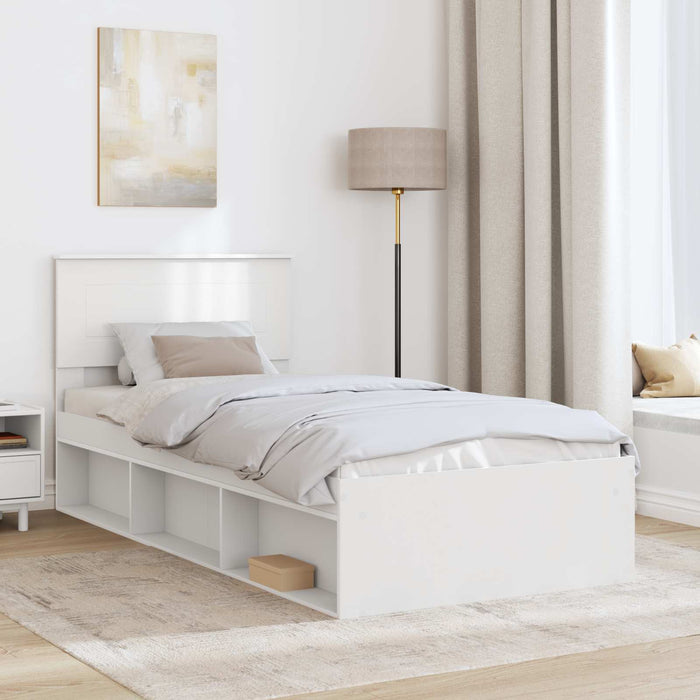 Cadru de pat cu headboard Alb 90 x 190 cm Lemn compozit - WALTI WALTI