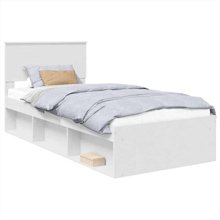 Cadru de pat cu headboard Alb 90 x 190 cm Lemn compozit - WALTI WALTI