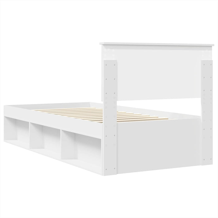Cadru de pat cu headboard Alb 90 x 190 cm Lemn compozit - WALTI WALTI