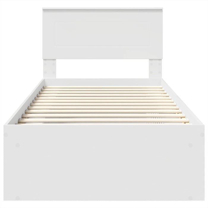 Cadru de pat cu headboard Alb 90 x 190 cm Lemn compozit - WALTI WALTI