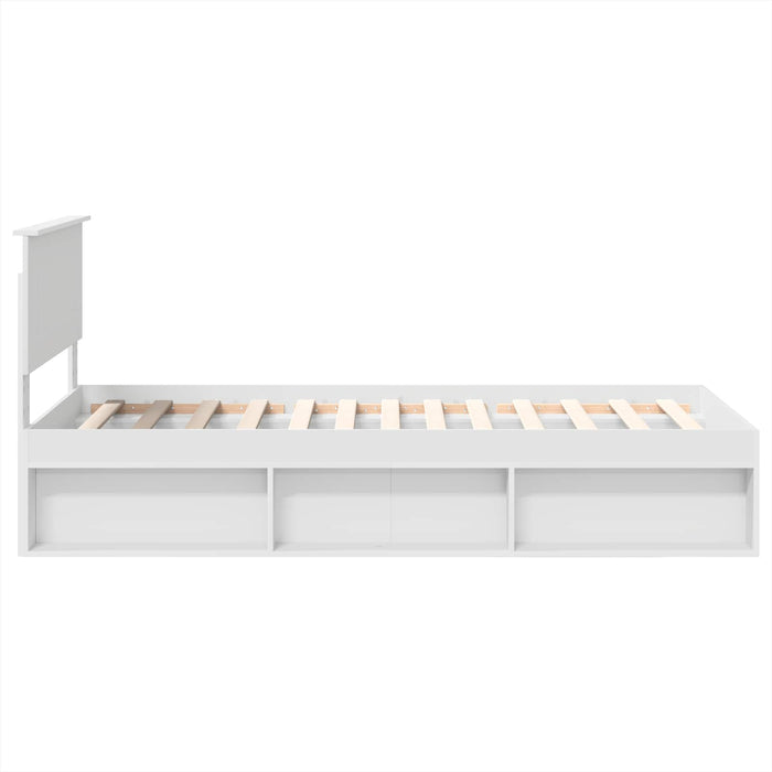 Cadru de pat cu headboard Alb 90 x 190 cm Lemn compozit - WALTI WALTI