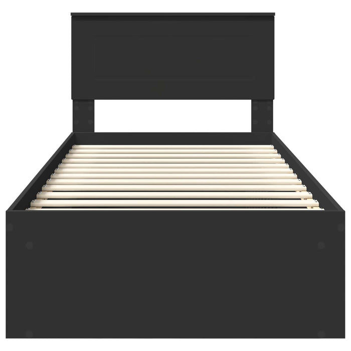 Cadru de pat cu headboard Negru 90 x 190 cm Lemn compozit - WALTI WALTI
