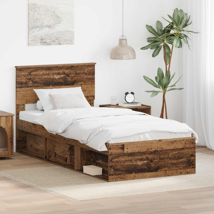 Cadru de pat cu headboard Lemn vechi 90 x 200 cm Lemn compozit - WALTI WALTI