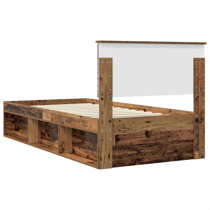 Cadru de pat cu headboard Lemn vechi 90 x 200 cm Lemn compozit - WALTI WALTI