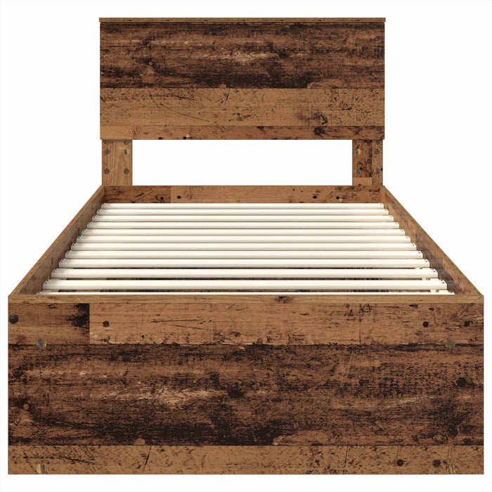 Cadru de pat cu headboard Lemn vechi 90 x 200 cm Lemn compozit - WALTI WALTI