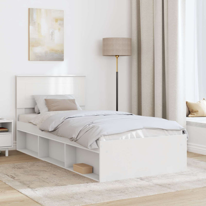 Cadru de pat cu headboard Alb 75 x 190 cm Lemn compozit - WALTI WALTI