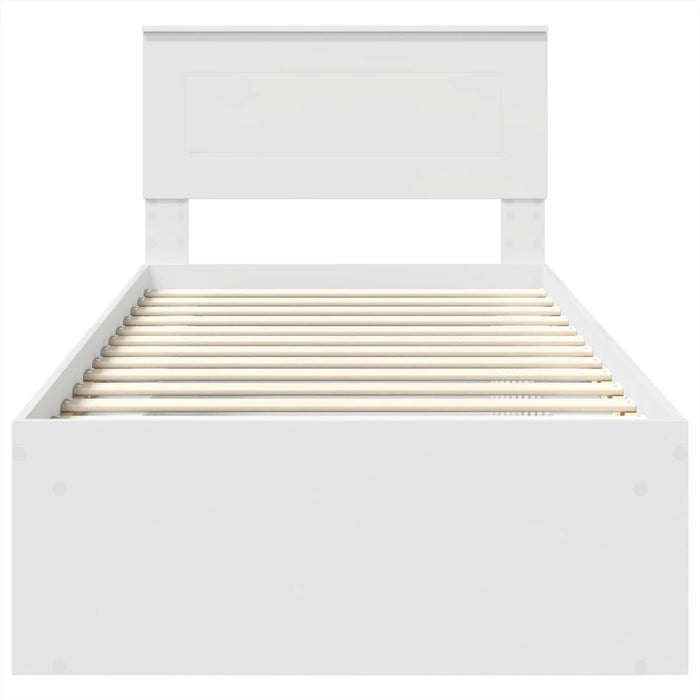 Cadru de pat cu headboard Alb 75 x 190 cm Lemn compozit - WALTI WALTI