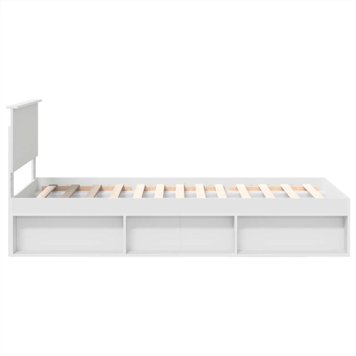 Cadru de pat cu headboard Alb 75 x 190 cm Lemn compozit - WALTI WALTI