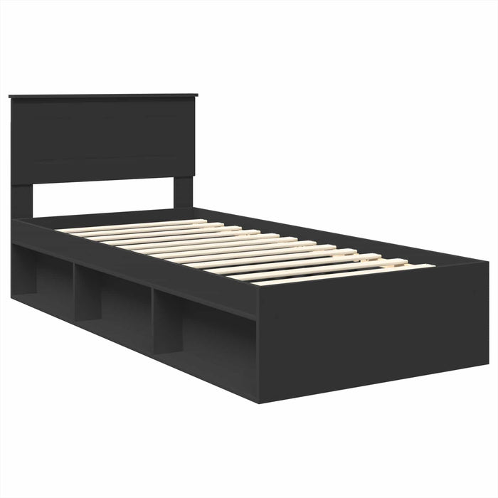 Cadru de pat cu headboard Negru 75 x 190 cm Lemn compozit - WALTI WALTI