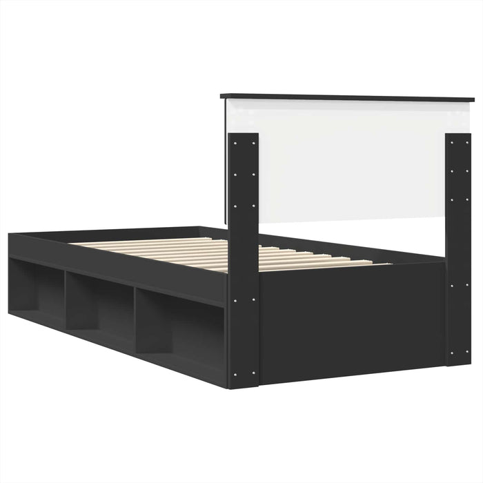 Cadru de pat cu headboard Negru 75 x 190 cm Lemn compozit - WALTI WALTI