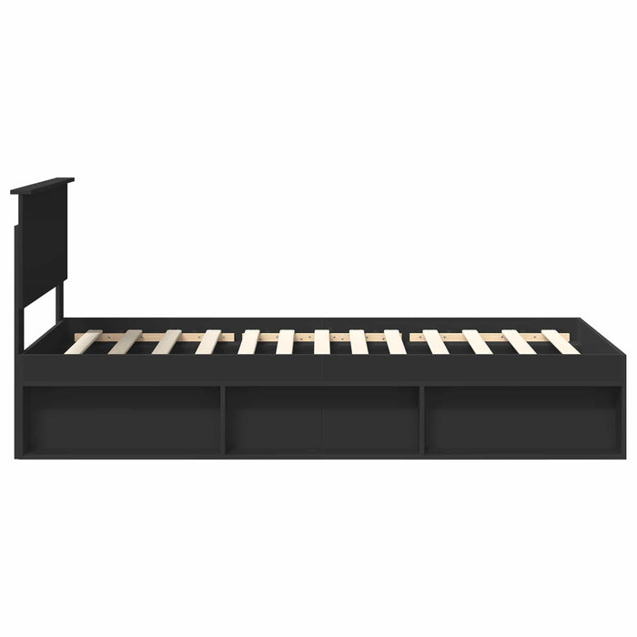 Cadru de pat cu headboard Negru 75 x 190 cm Lemn compozit - WALTI WALTI