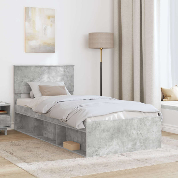 Cadru de pat cu headboard Gri Concret 75 x 190 cm Lemn compozit - WALTI WALTI