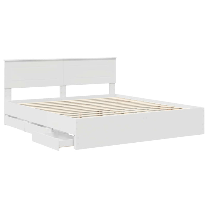 Cadru de pat cu sertar Alb 200 x 200 cm Lemn Ingineresc - WALTI WALTI