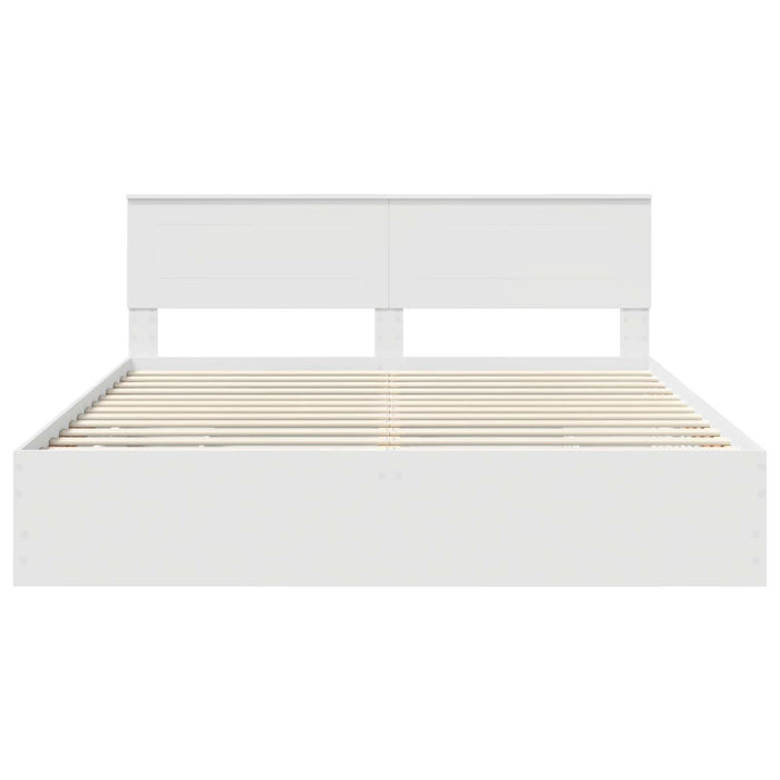 Cadru de pat cu sertar Alb 200 x 200 cm Lemn Ingineresc - WALTI WALTI