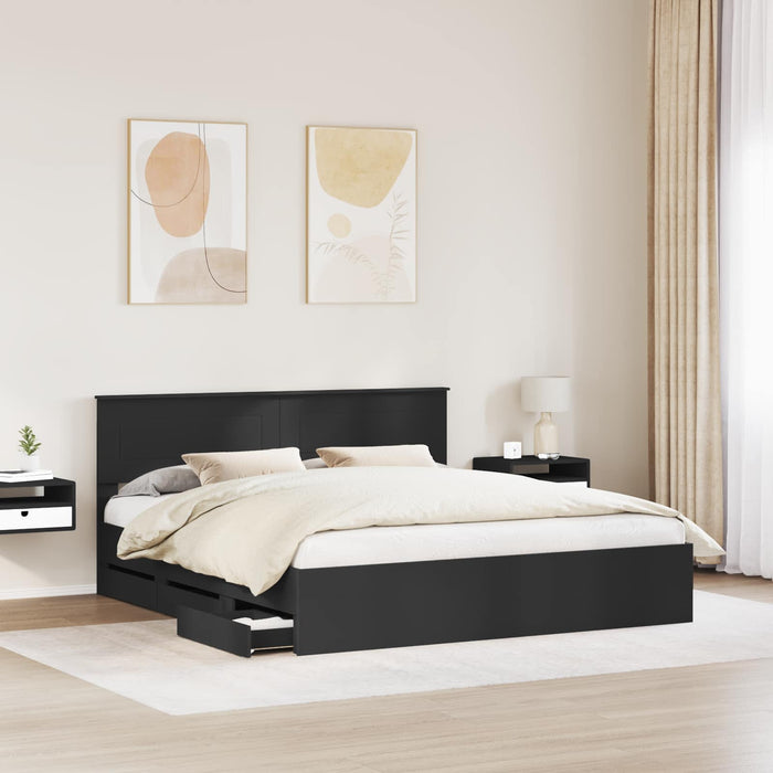 Cadru de pat cu sertar Negru 200 x 200 cm Lemn Ingineresc - WALTI WALTI