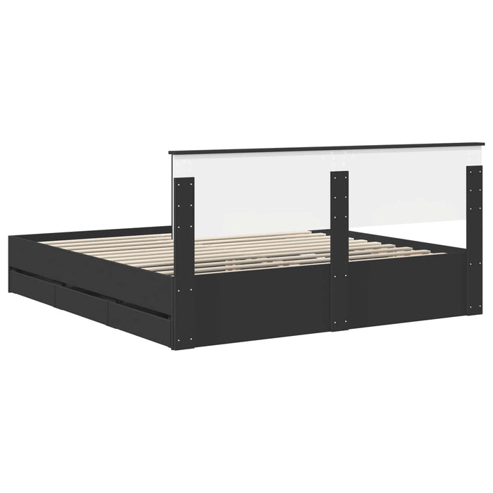 Cadru de pat cu sertar Negru 200 x 200 cm Lemn Ingineresc - WALTI WALTI