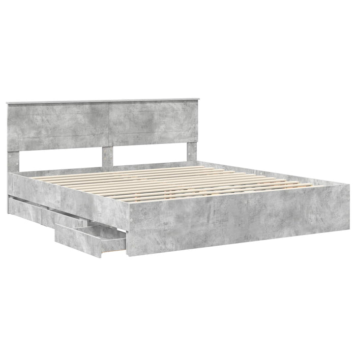 Cadru de pat Gri din beton 200 x 200 cm Lemn Ingineresc - WALTI WALTI