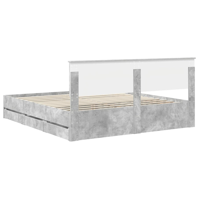 Cadru de pat Gri din beton 200 x 200 cm Lemn Ingineresc - WALTI WALTI
