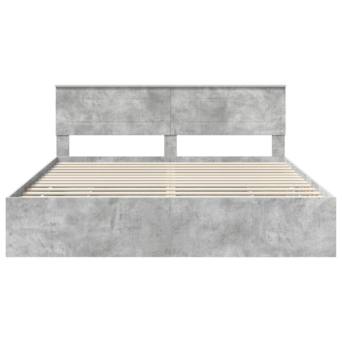 Cadru de pat Gri din beton 200 x 200 cm Lemn Ingineresc - WALTI WALTI