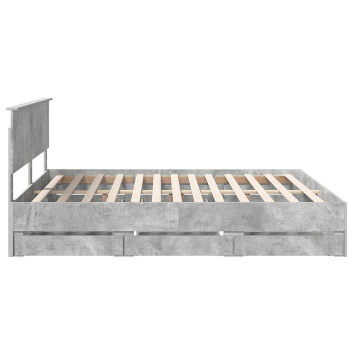 Cadru de pat Gri din beton 200 x 200 cm Lemn Ingineresc - WALTI WALTI
