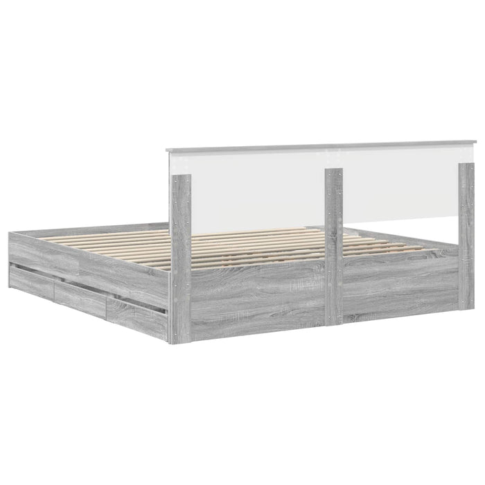 Cadru de pat cu sertar Gri Sonoma 200 x 200 cm Lemn Ingineresc - WALTI WALTI