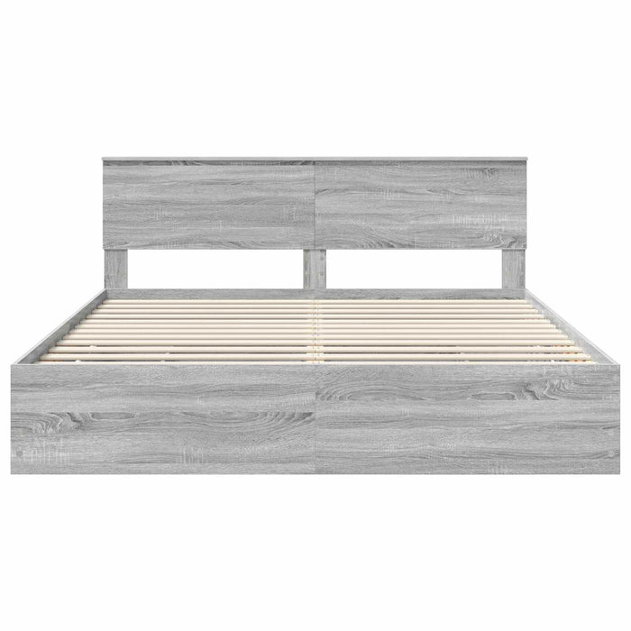 Cadru de pat cu sertar Gri Sonoma 200 x 200 cm Lemn Ingineresc - WALTI WALTI