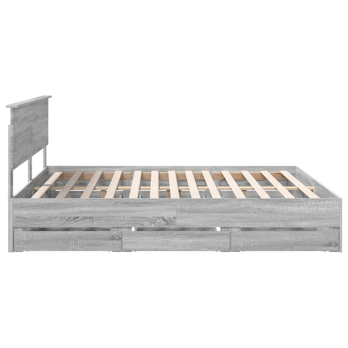 Cadru de pat cu sertar Gri Sonoma 200 x 200 cm Lemn Ingineresc - WALTI WALTI