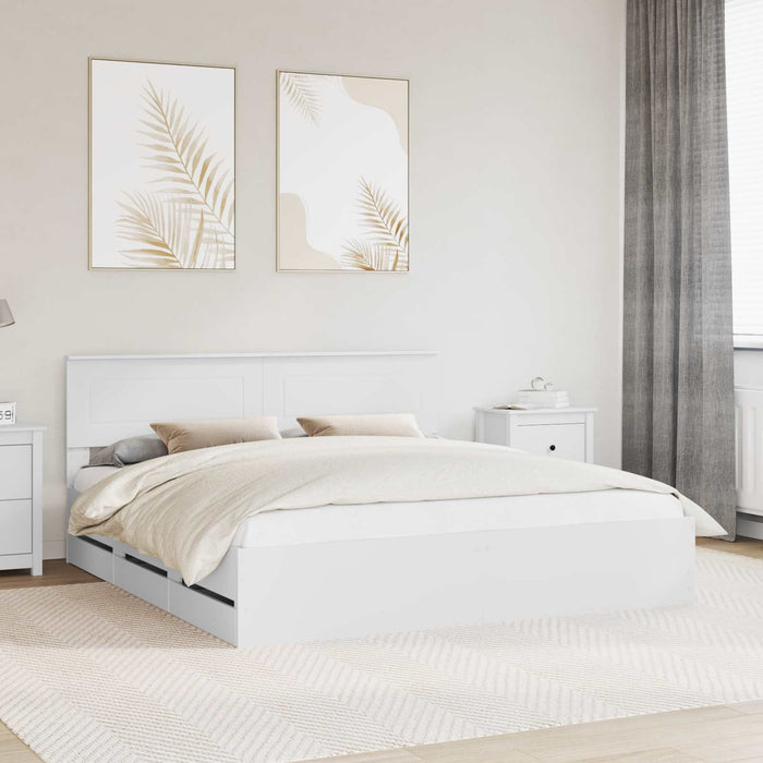 Cadru de pat cu sertar Alb 180 x 200 cm Lemn Ingineresc - WALTI WALTI