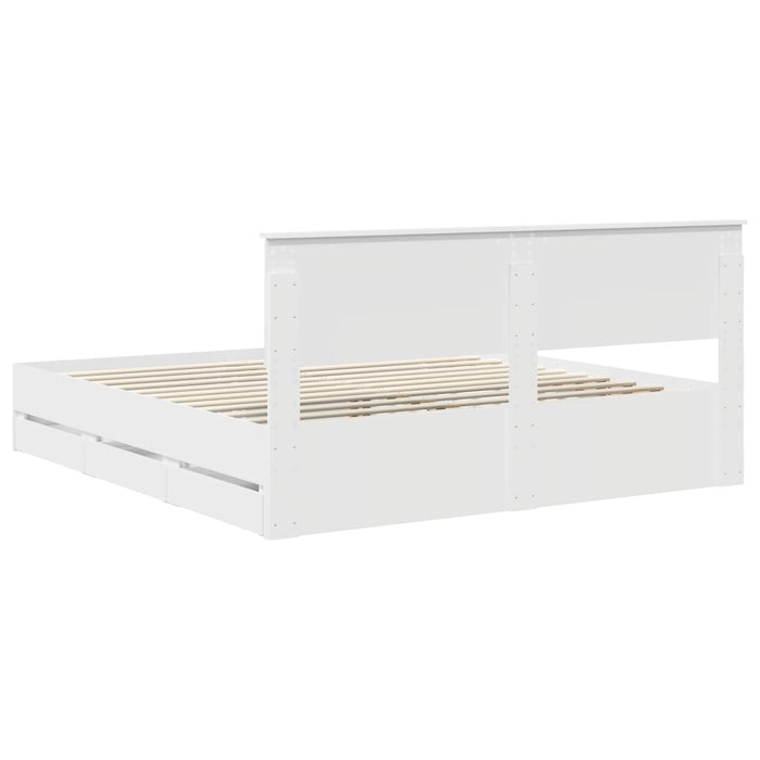 Cadru de pat cu sertar Alb 180 x 200 cm Lemn Ingineresc - WALTI WALTI