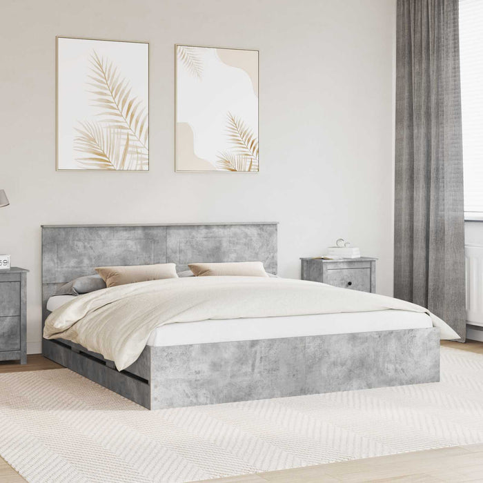 Cadru de pat Gri din beton 180 x 200 cm Lemn Ingineresc - WALTI WALTI