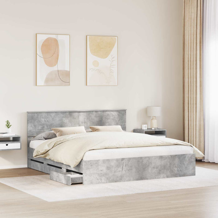 Cadru de pat Gri din beton 180 x 200 cm Lemn Ingineresc - WALTI WALTI