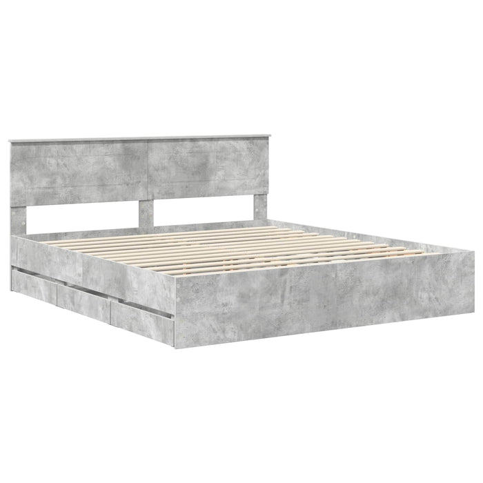Cadru de pat Gri din beton 180 x 200 cm Lemn Ingineresc - WALTI WALTI