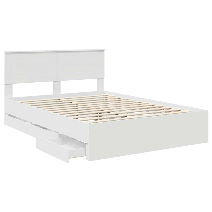 Cadru de pat cu sertar Alb 160 x 200 cm Lemn Ingineresc - WALTI WALTI