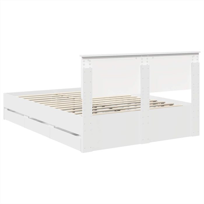 Cadru de pat cu sertar Alb 160 x 200 cm Lemn Ingineresc - WALTI WALTI