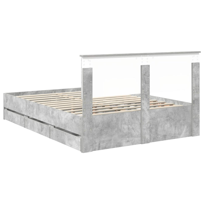 Cadru de pat Gri din beton 160 x 200 cm Lemn Ingineresc - WALTI WALTI