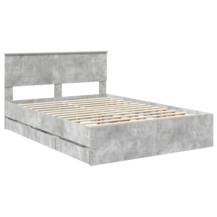 Cadru de pat Gri din beton 150 x 200 cm Lemn Ingineresc - WALTI WALTI