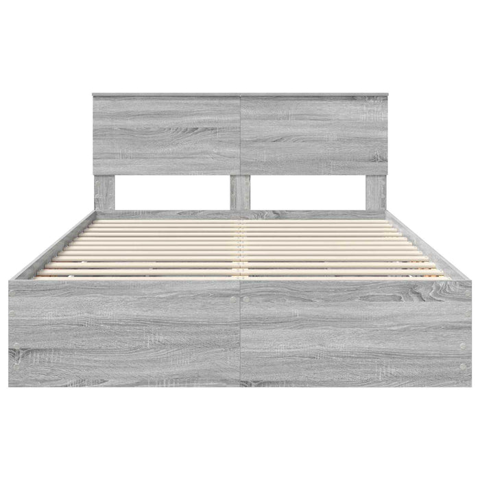 Cadru de pat cu sertar Gri Sonoma 150 x 200 cm Lemn Ingineresc - WALTI WALTI