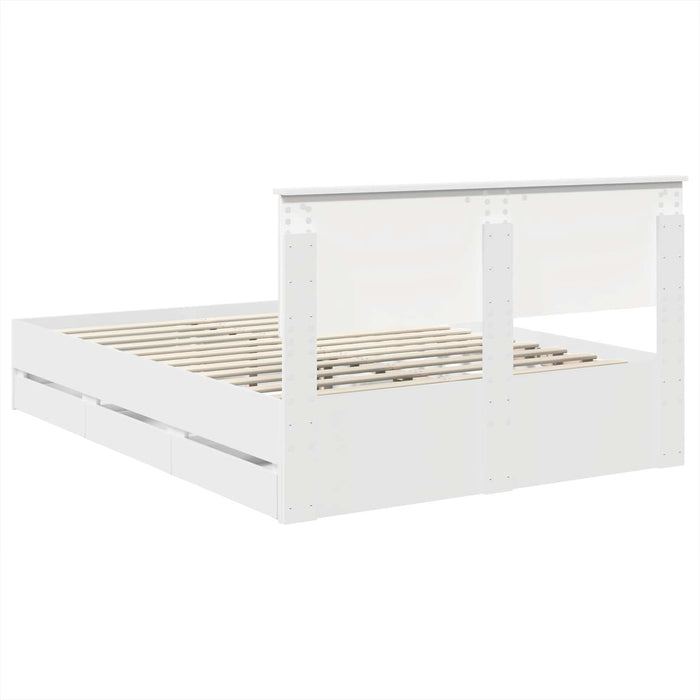 Cadru de pat cu sertar Alb 140 x 190 cm Lemn Ingineresc - WALTI WALTI