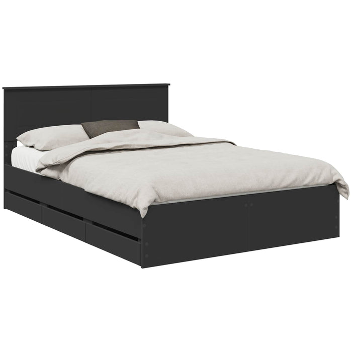 Cadru de pat cu sertar Negru 140 x 190 cm Lemn Ingineresc - WALTI WALTI