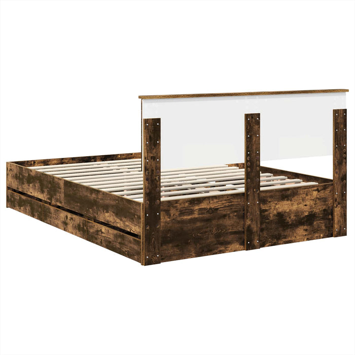 Cadru de pat Stejar fumuriu 140 x 190 cm Lemn Ingineresc - WALTI WALTI