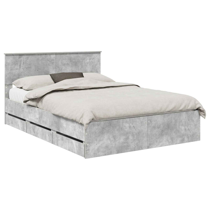 Cadru de pat Gri din beton 140 x 200 cm Lemn Ingineresc - WALTI WALTI