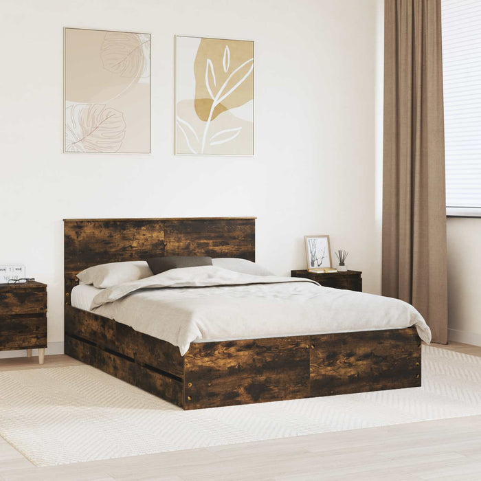 Cadru de pat Stejar fumuriu 140 x 200 cm Lemn Ingineresc - WALTI WALTI