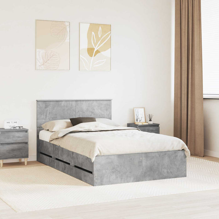 Cadru de pat Gri din beton 135 x 190 cm Lemn Ingineresc - WALTI WALTI