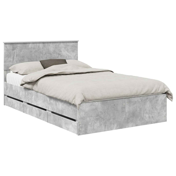 Cadru de pat Gri din beton 135 x 190 cm Lemn Ingineresc - WALTI WALTI